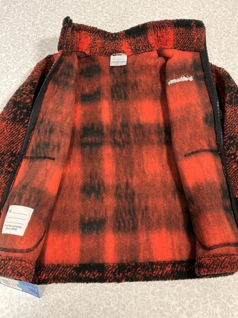Columbia Youth Sherpa Fleece Jacket Red Black Full Zip NWT Size S Buffalo - Picture 5 of 11